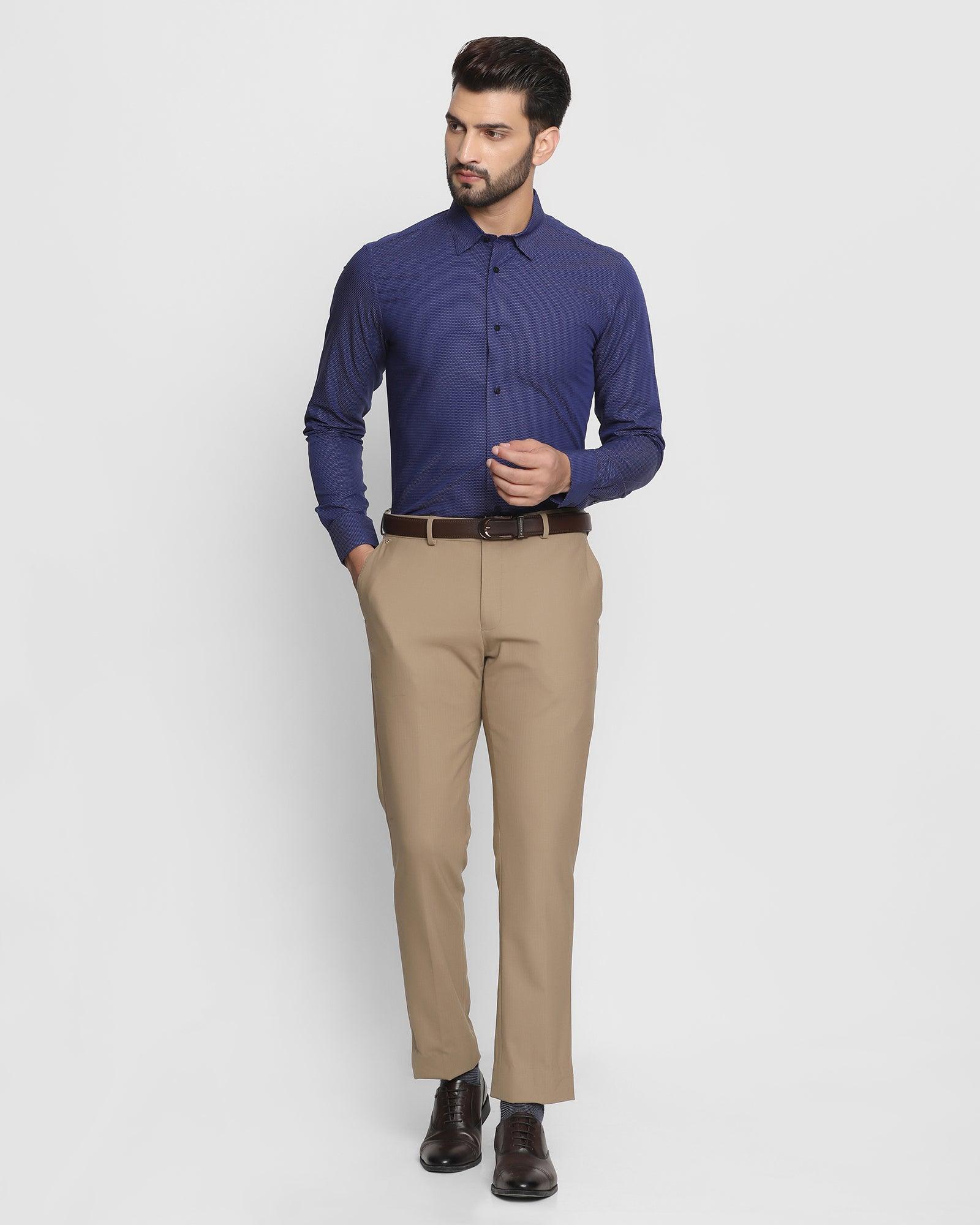 Oxford Blue Linen Shirt With Brown Velvet Detailing on Shoulder & Slee –  archerslounge
